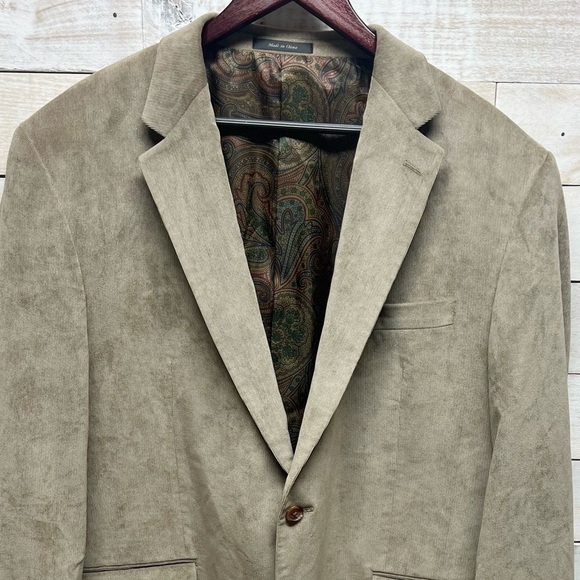 Lauren Ralph Lauren Corduroy Sport Blazer Jacket Mens 48R Tan Lined Stretch - Picture 2 of 12